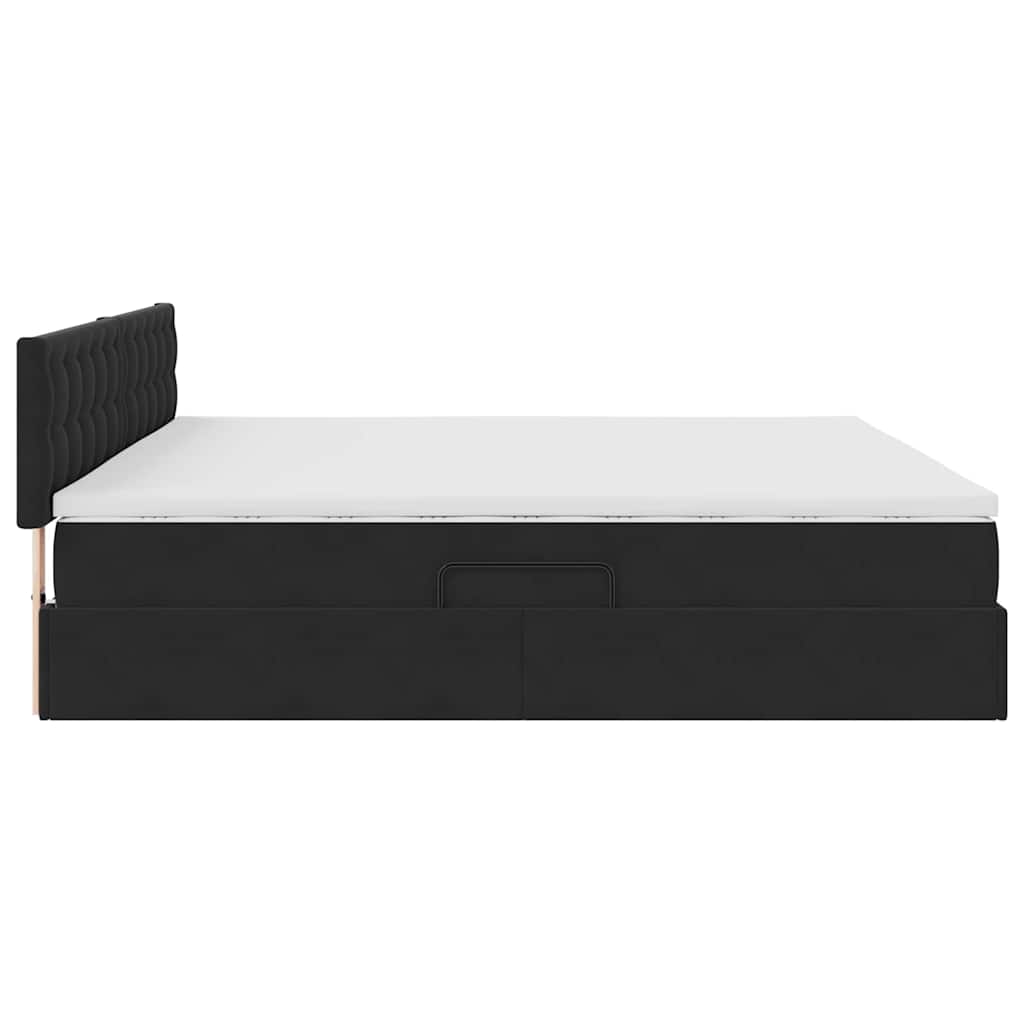 Opslag bed met matras met hoofdeinde Zwart 200 x 200 cm Fluweel is nu te koop bij PeponiXL, paradijselijk wonen!