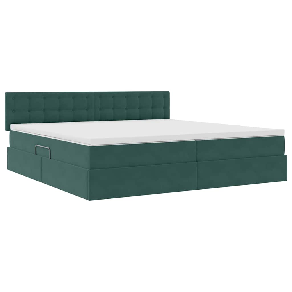 Opslag bed met matras Donkergroen 200 x 200 cm Fluweel is nu te koop bij PeponiXL, paradijselijk wonen!