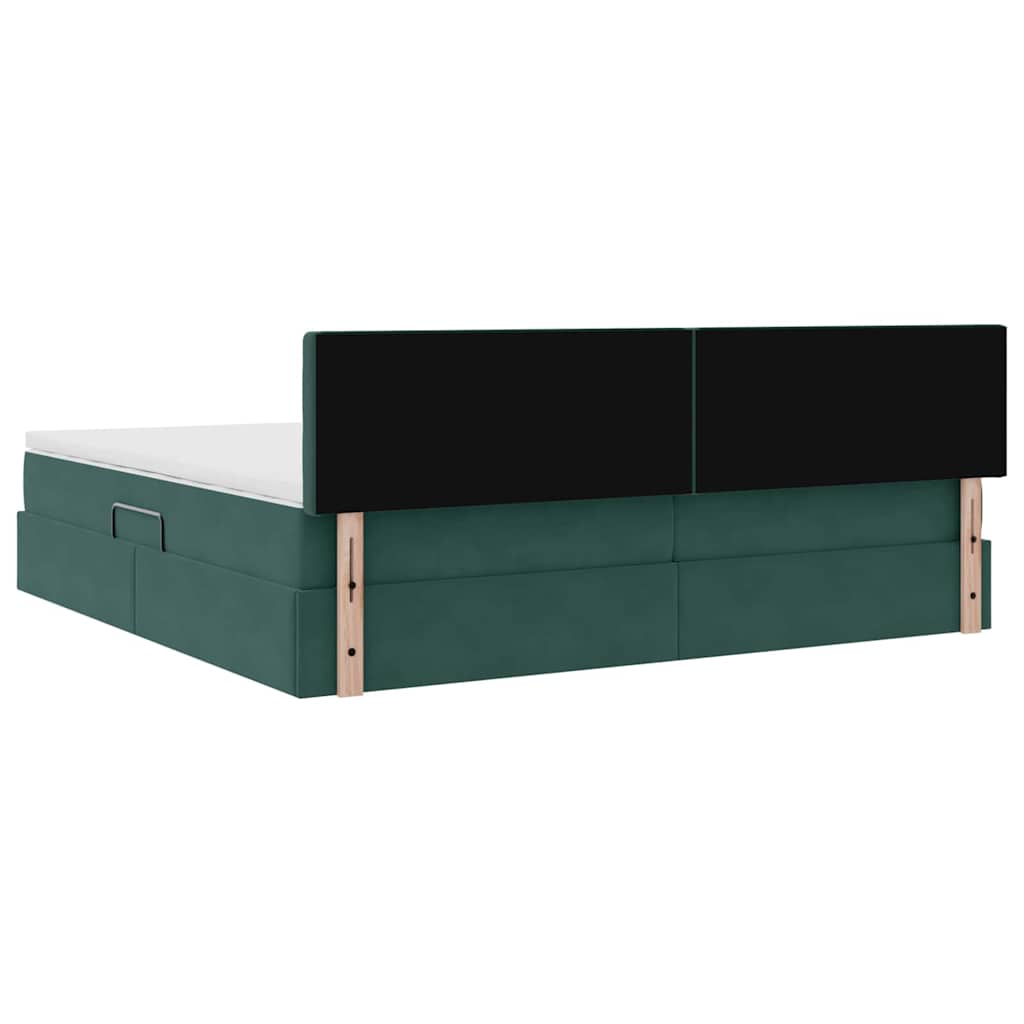 Opslag bed met matras Donkergroen 200 x 200 cm Fluweel is nu te koop bij PeponiXL, paradijselijk wonen!