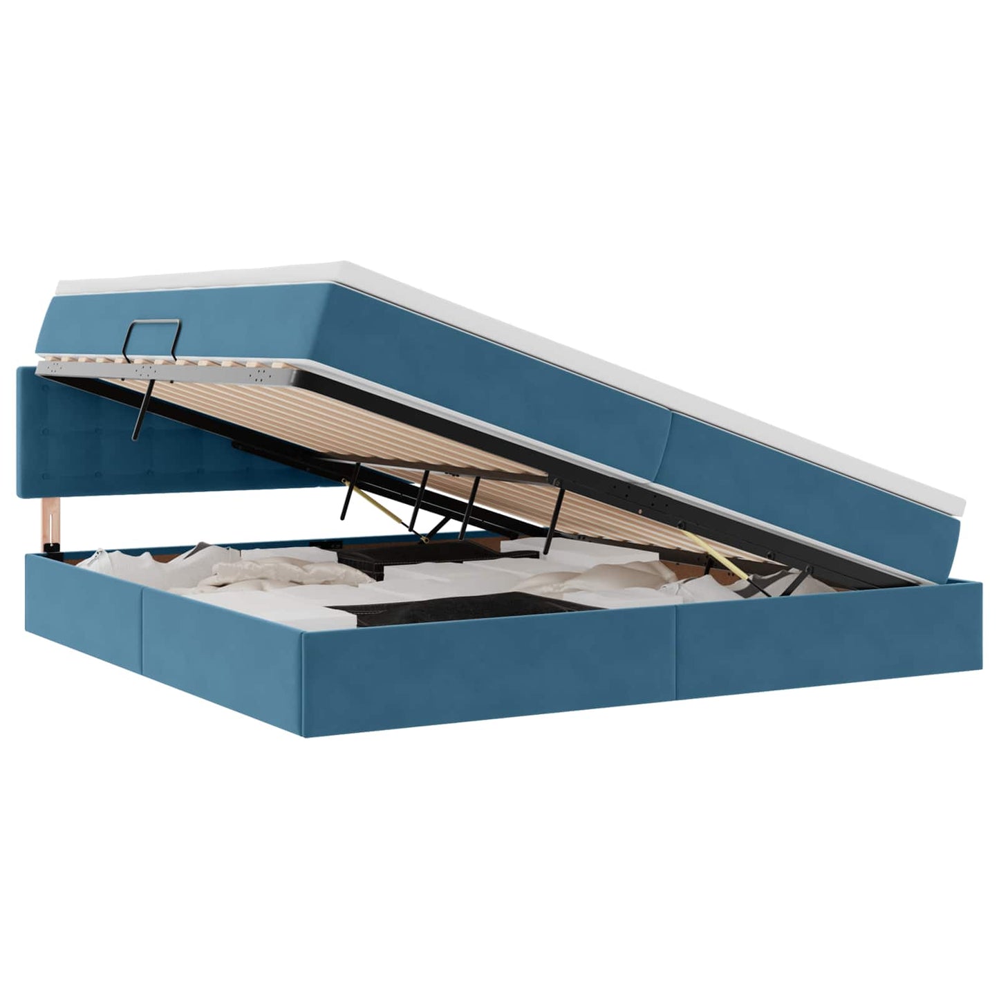 Opslag bed met matras Donkerblauw 200 x 200 cm Fluweel is nu te koop bij PeponiXL, paradijselijk wonen!