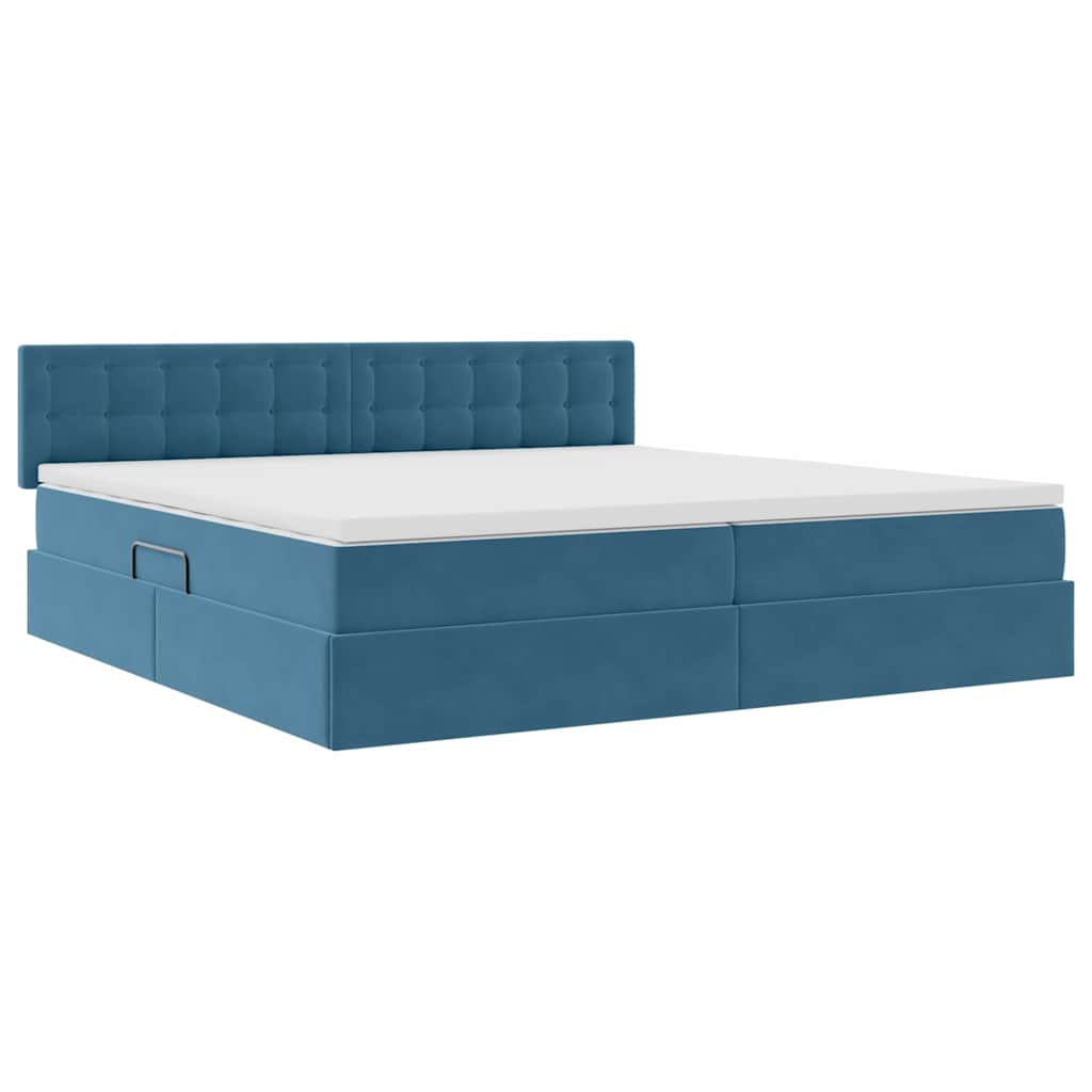 Opslag bed met matras Donkerblauw 200 x 200 cm Fluweel is nu te koop bij PeponiXL, paradijselijk wonen!