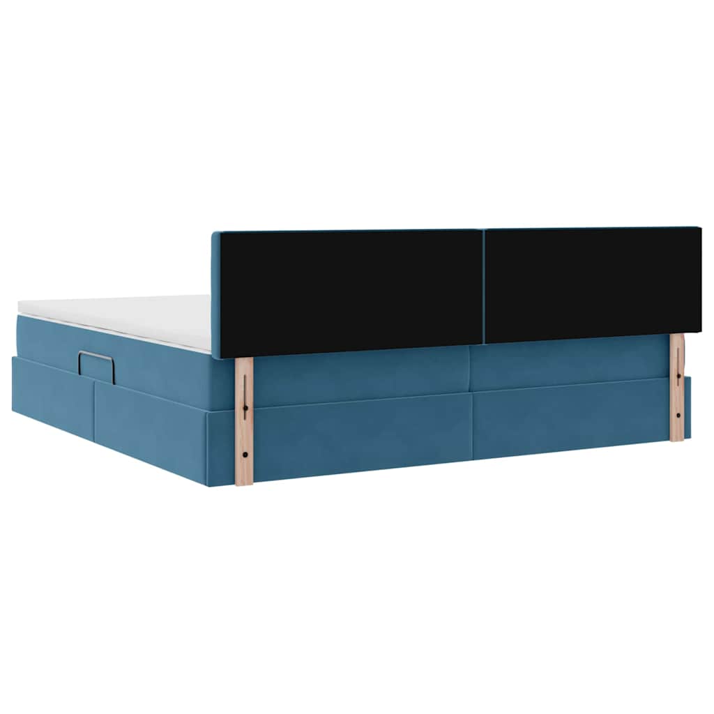 Opslag bed met matras Donkerblauw 200 x 200 cm Fluweel is nu te koop bij PeponiXL, paradijselijk wonen!