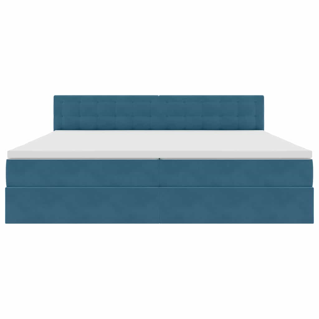 Opslag bed met matras Donkerblauw 200 x 200 cm Fluweel is nu te koop bij PeponiXL, paradijselijk wonen!