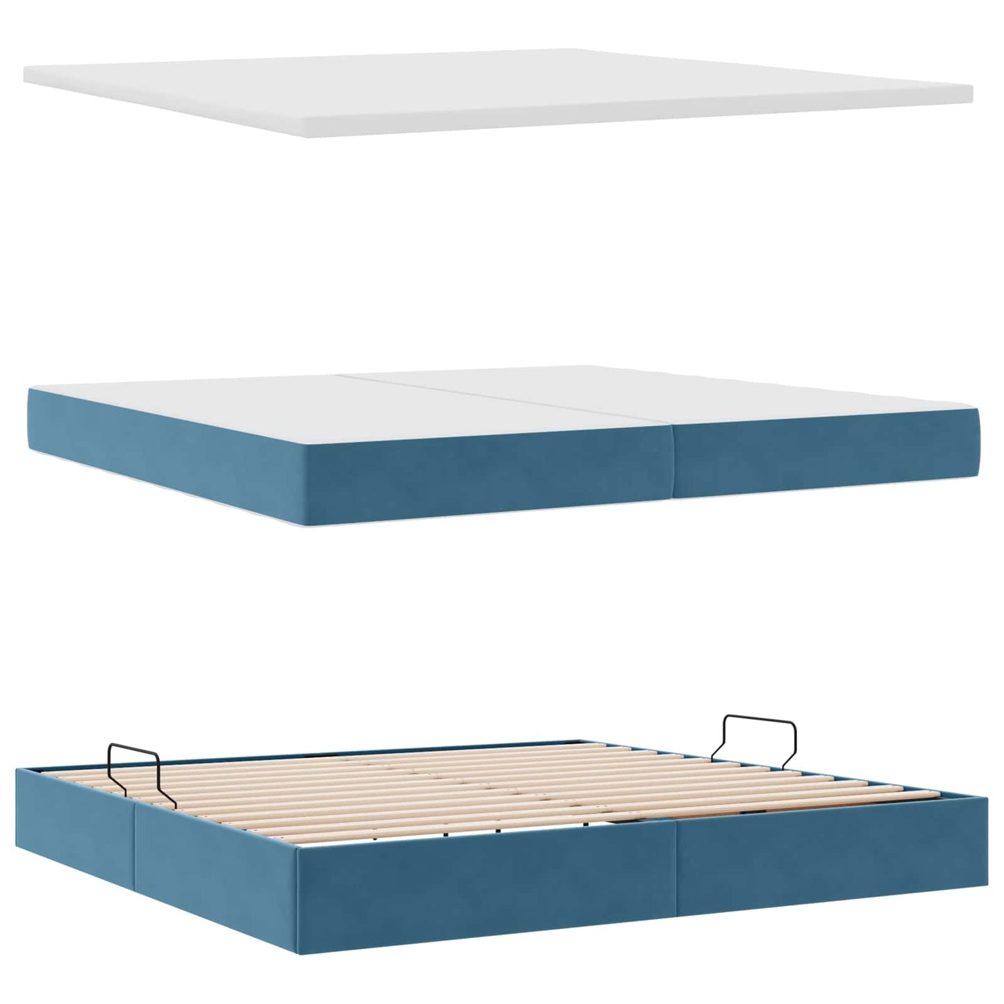 Opslag bed met matras Donkerblauw 200 x 200 cm Fluweel is nu te koop bij PeponiXL, paradijselijk wonen!