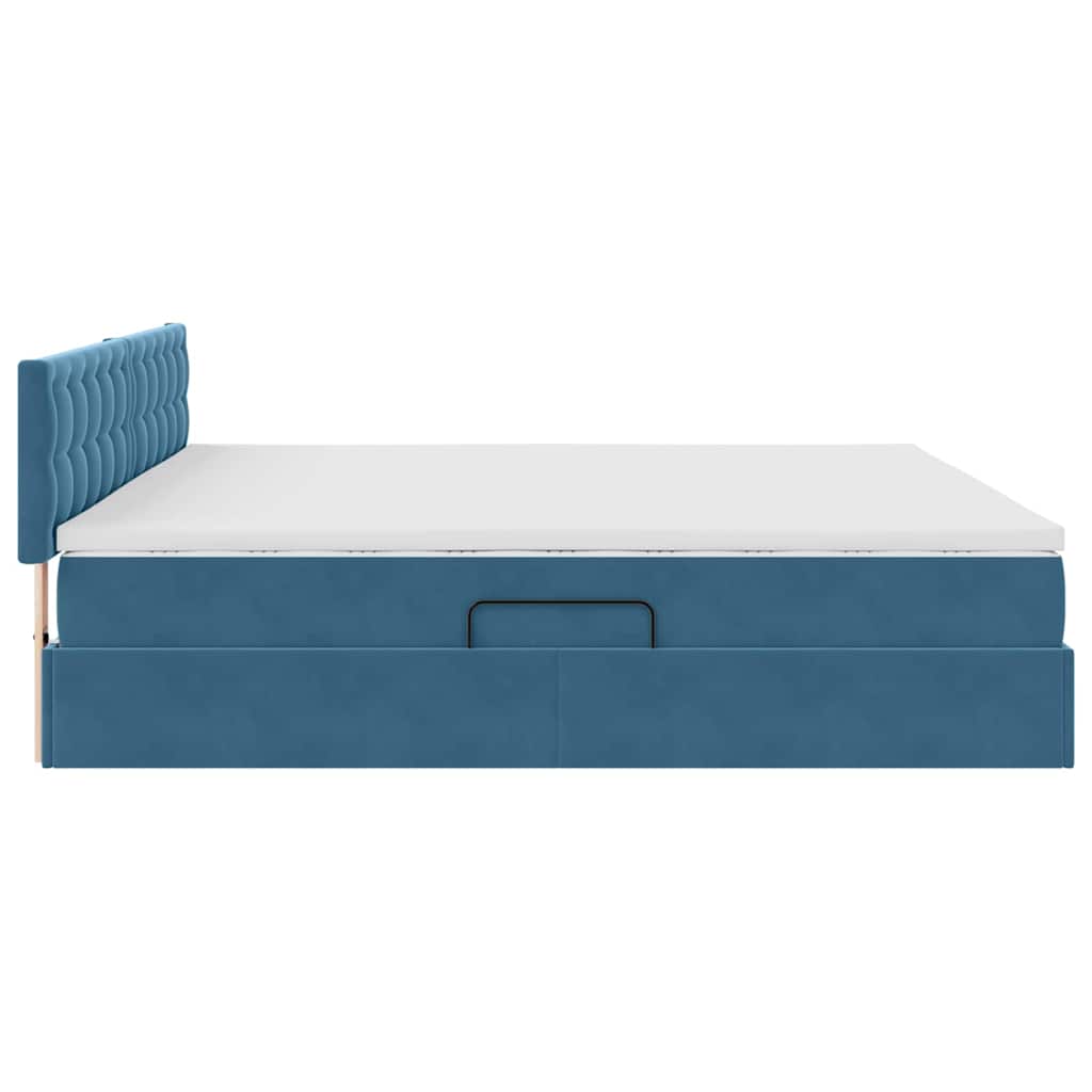 Opslag bed met matras Donkerblauw 200 x 200 cm Fluweel is nu te koop bij PeponiXL, paradijselijk wonen!