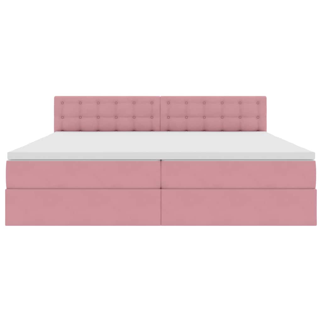 Opslag bed met matras met hoofdeinde Roze 200 x 200 cm Fluweel is nu te koop bij PeponiXL, paradijselijk wonen!