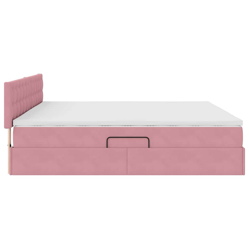 Opslag bed met matras met hoofdeinde Roze 200 x 200 cm Fluweel is nu te koop bij PeponiXL, paradijselijk wonen!