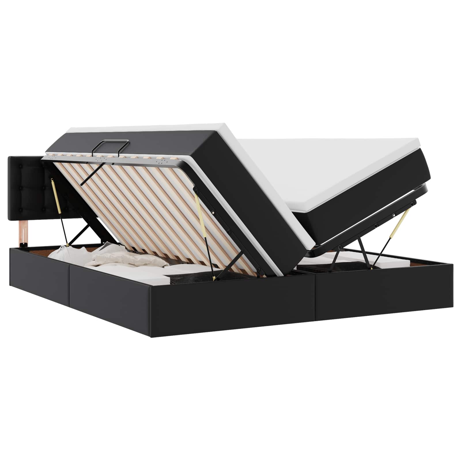 Opslag bed met hoofdeinde Zwart 180 x 200 cm Nep Leer is nu te koop bij PeponiXL, paradijselijk wonen!