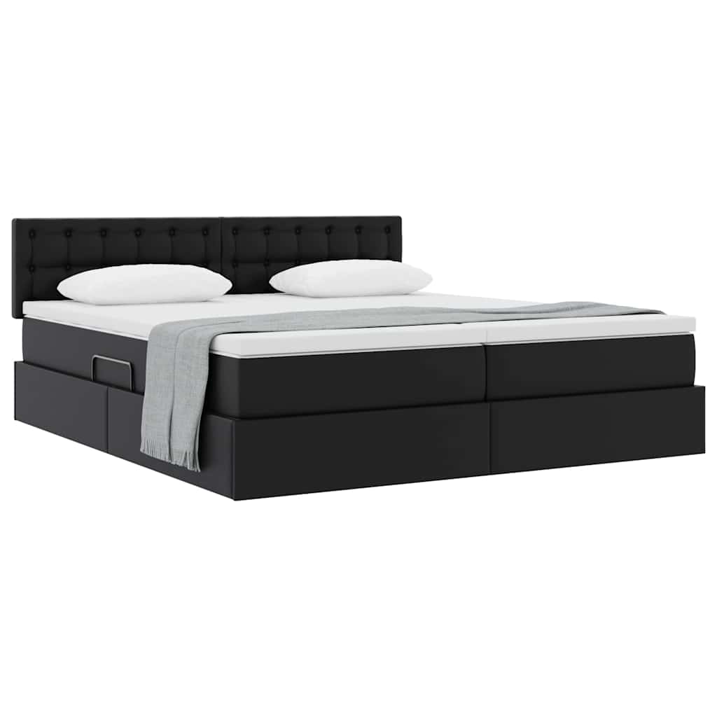 Opslag bed met hoofdeinde Zwart 180 x 200 cm Nep Leer is nu te koop bij PeponiXL, paradijselijk wonen!
