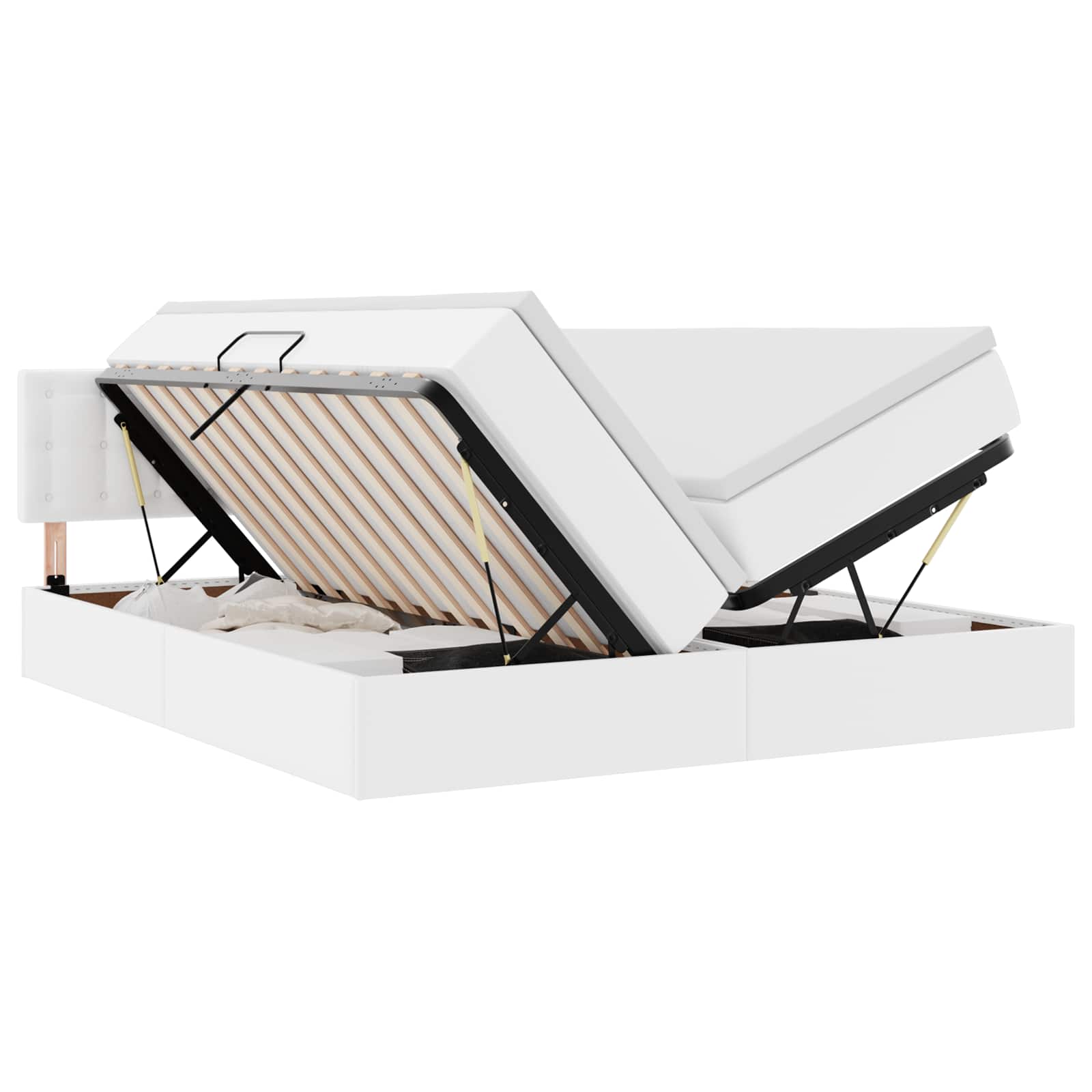 Opslag bed met matras met opslag Puur Wit 180 x 200 cm Nep Leer is nu te koop bij PeponiXL, paradijselijk wonen!