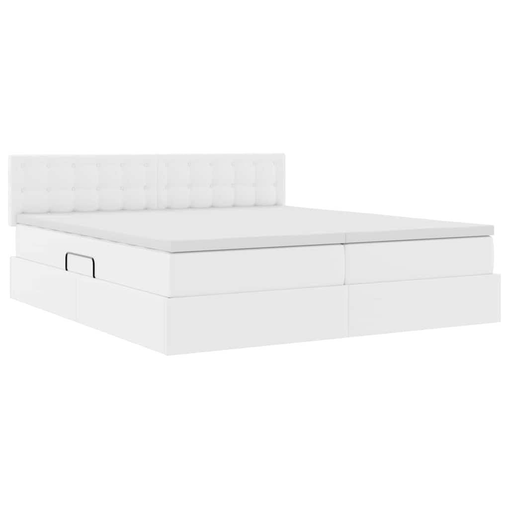 Opslag bed met matras met opslag Puur Wit 180 x 200 cm Nep Leer is nu te koop bij PeponiXL, paradijselijk wonen!