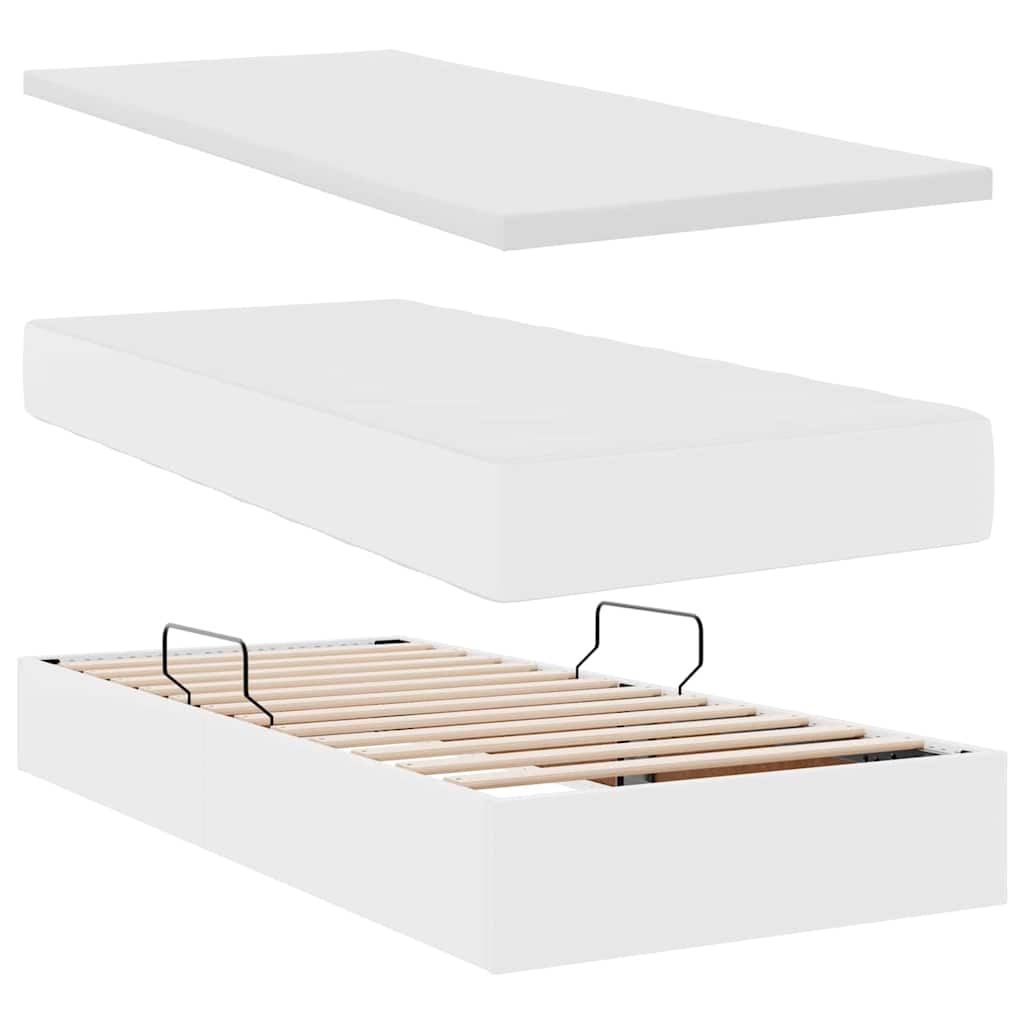 Opslag bed met matras met opslag Puur Wit 180 x 200 cm Nep Leer is nu te koop bij PeponiXL, paradijselijk wonen!