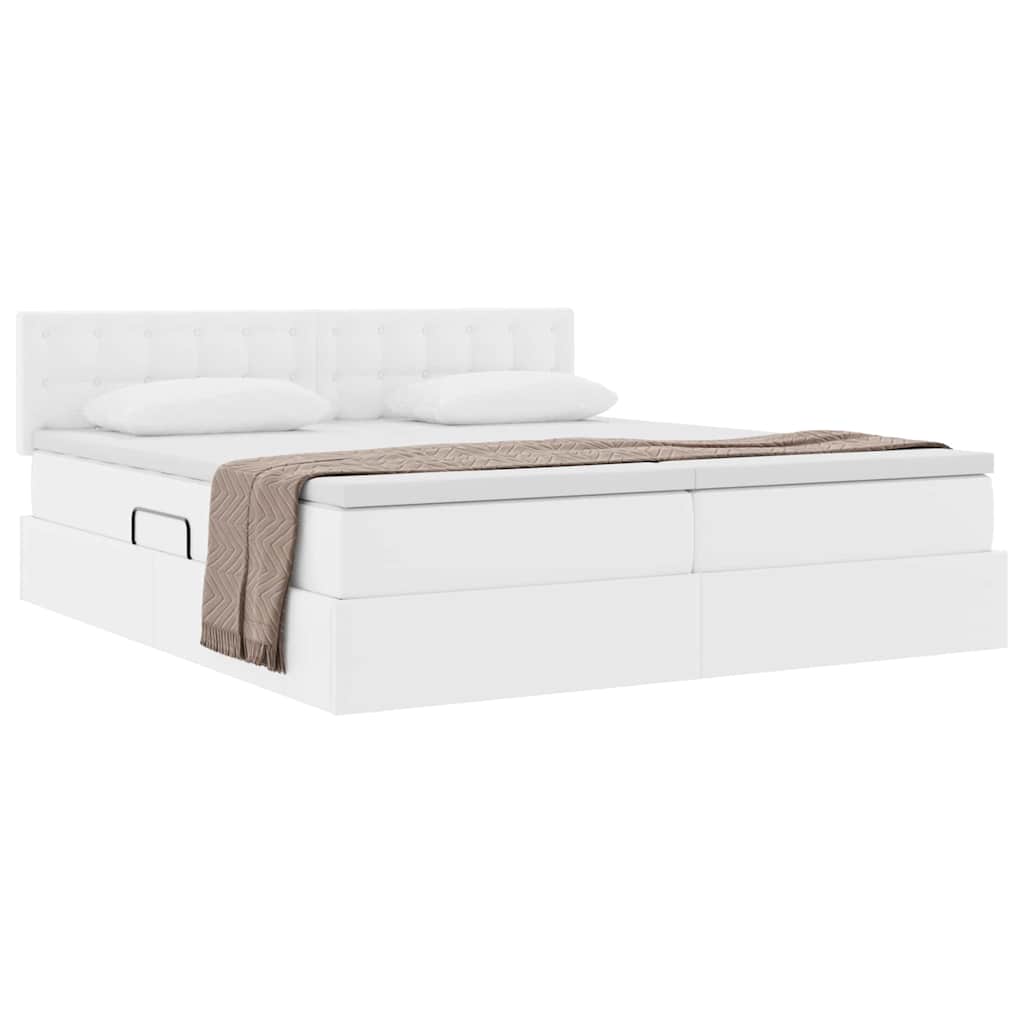 Opslag bed met matras met opslag Puur Wit 180 x 200 cm Nep Leer is nu te koop bij PeponiXL, paradijselijk wonen!