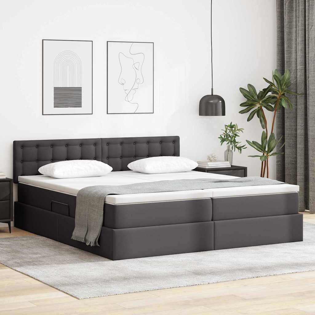 Opslag bed met matras met opslag Grijs 180 x 200 cm Nep Leer is nu te koop bij PeponiXL, paradijselijk wonen!