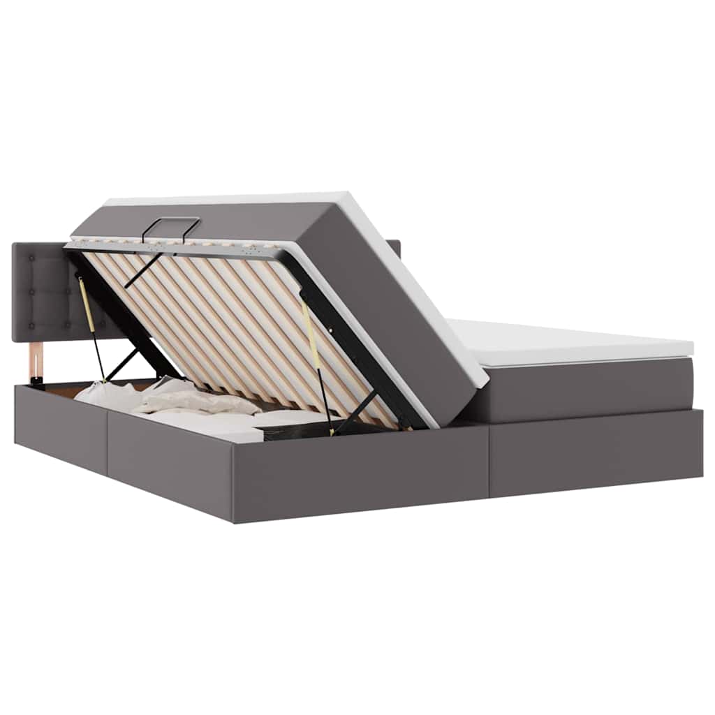 Opslag bed met matras met opslag Grijs 180 x 200 cm Nep Leer is nu te koop bij PeponiXL, paradijselijk wonen!