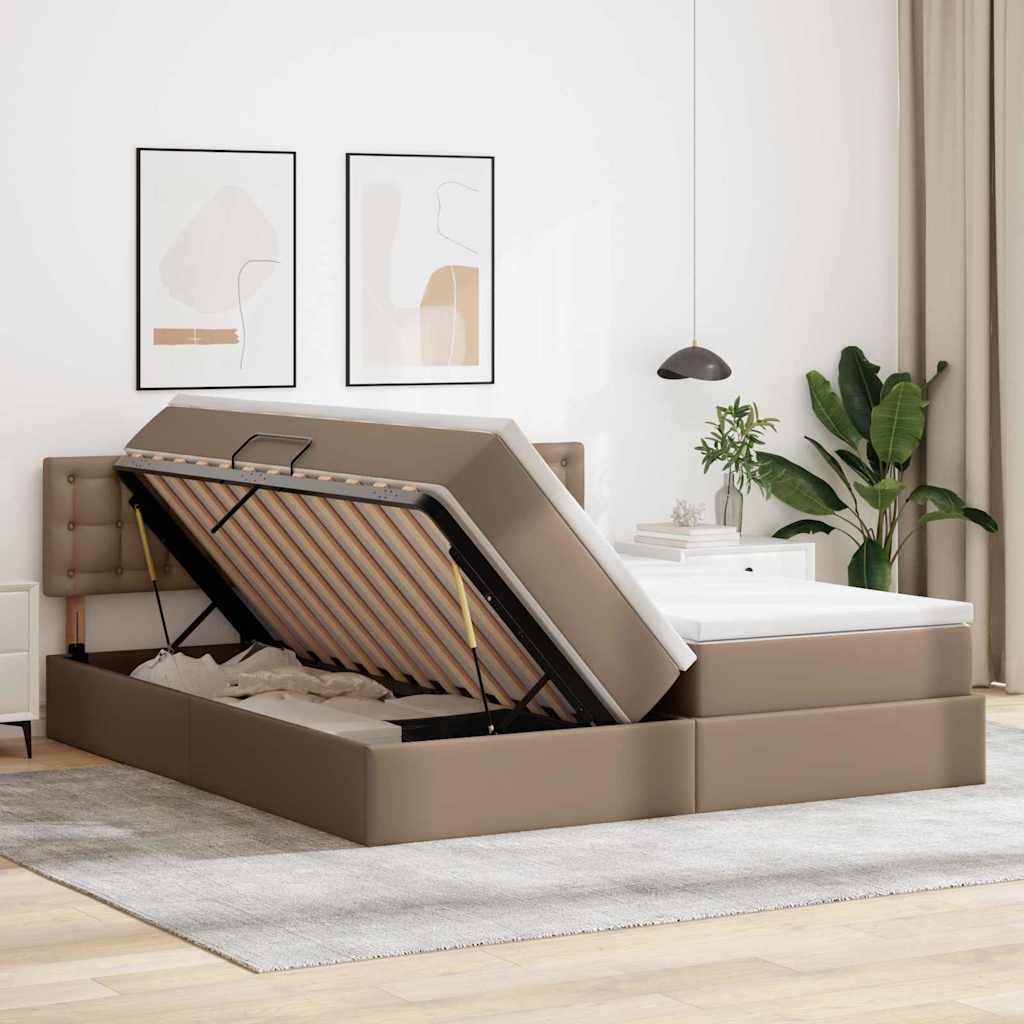 Opslag bed met matras Cappuccino 180 x 200 cm Nep Leer is nu te koop bij PeponiXL, paradijselijk wonen!