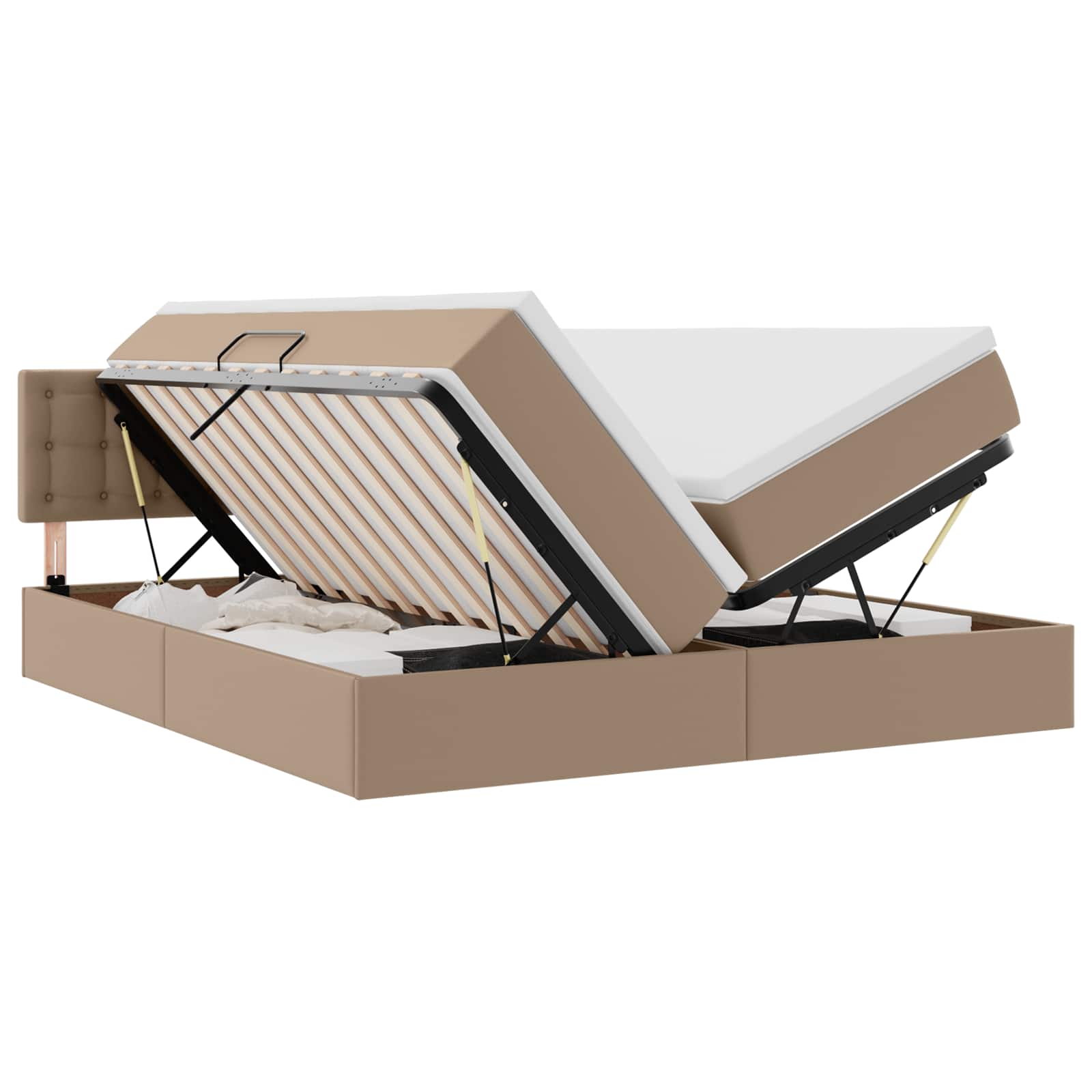 Opslag bed met matras Cappuccino 180 x 200 cm Nep Leer is nu te koop bij PeponiXL, paradijselijk wonen!