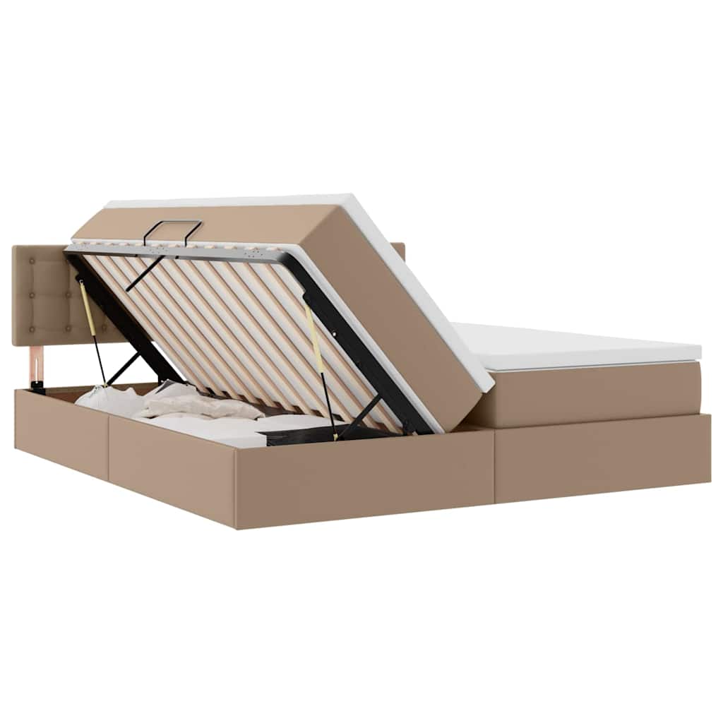 Opslag bed met matras Cappuccino 180 x 200 cm Nep Leer is nu te koop bij PeponiXL, paradijselijk wonen!