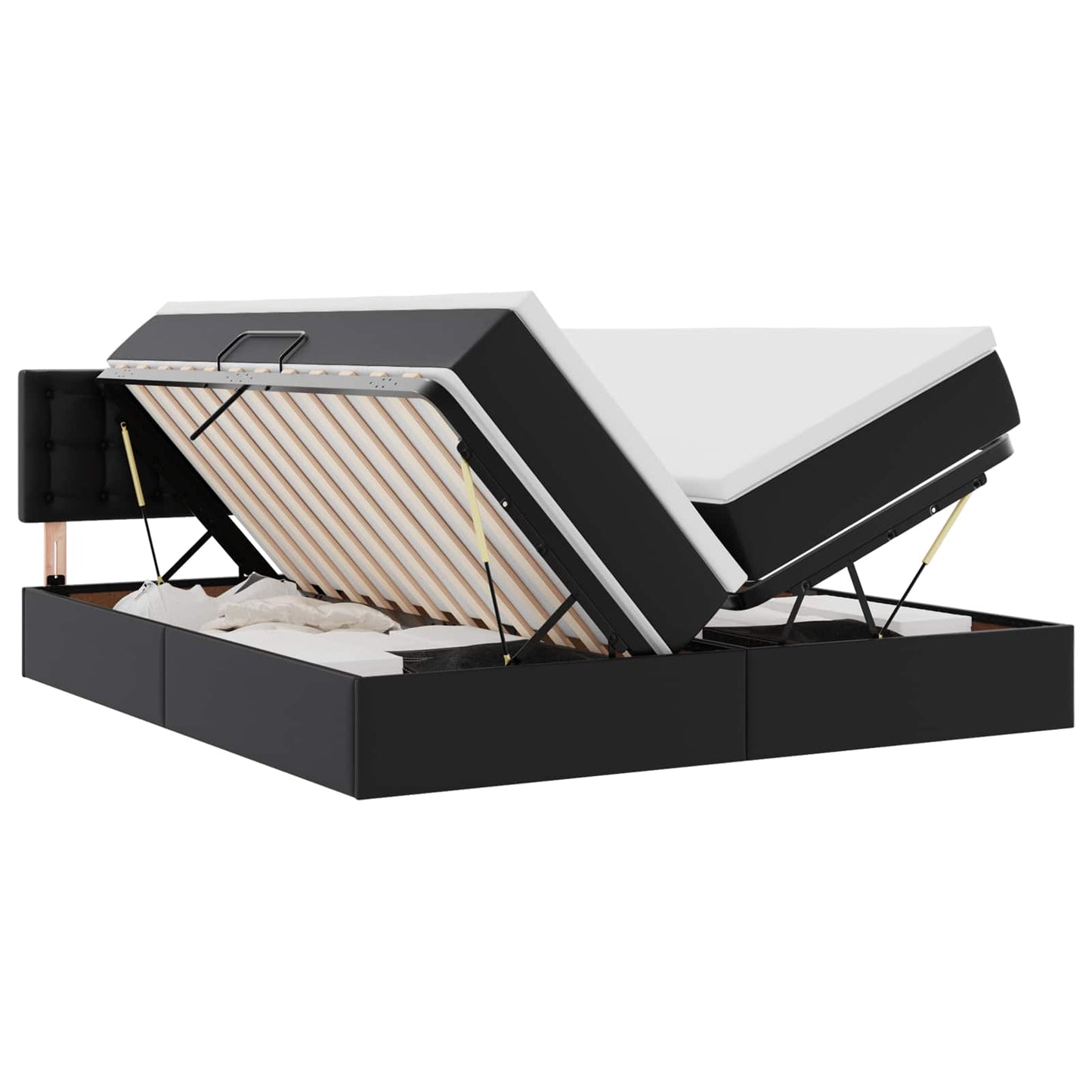 Opslag bed met matras met opslag Zwart 200 x 200 cm Nep Leer is nu te koop bij PeponiXL, paradijselijk wonen!