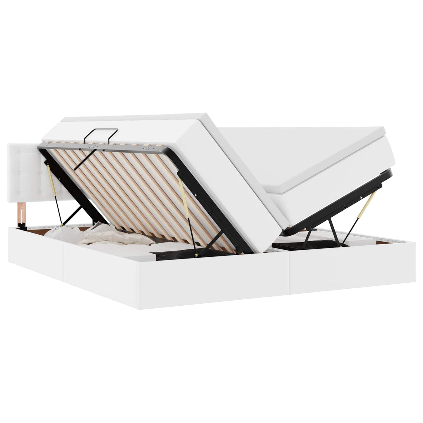 Opslag bed met matras met opslag Puur Wit 200 x 200 cm Nep Leer is nu te koop bij PeponiXL, paradijselijk wonen!