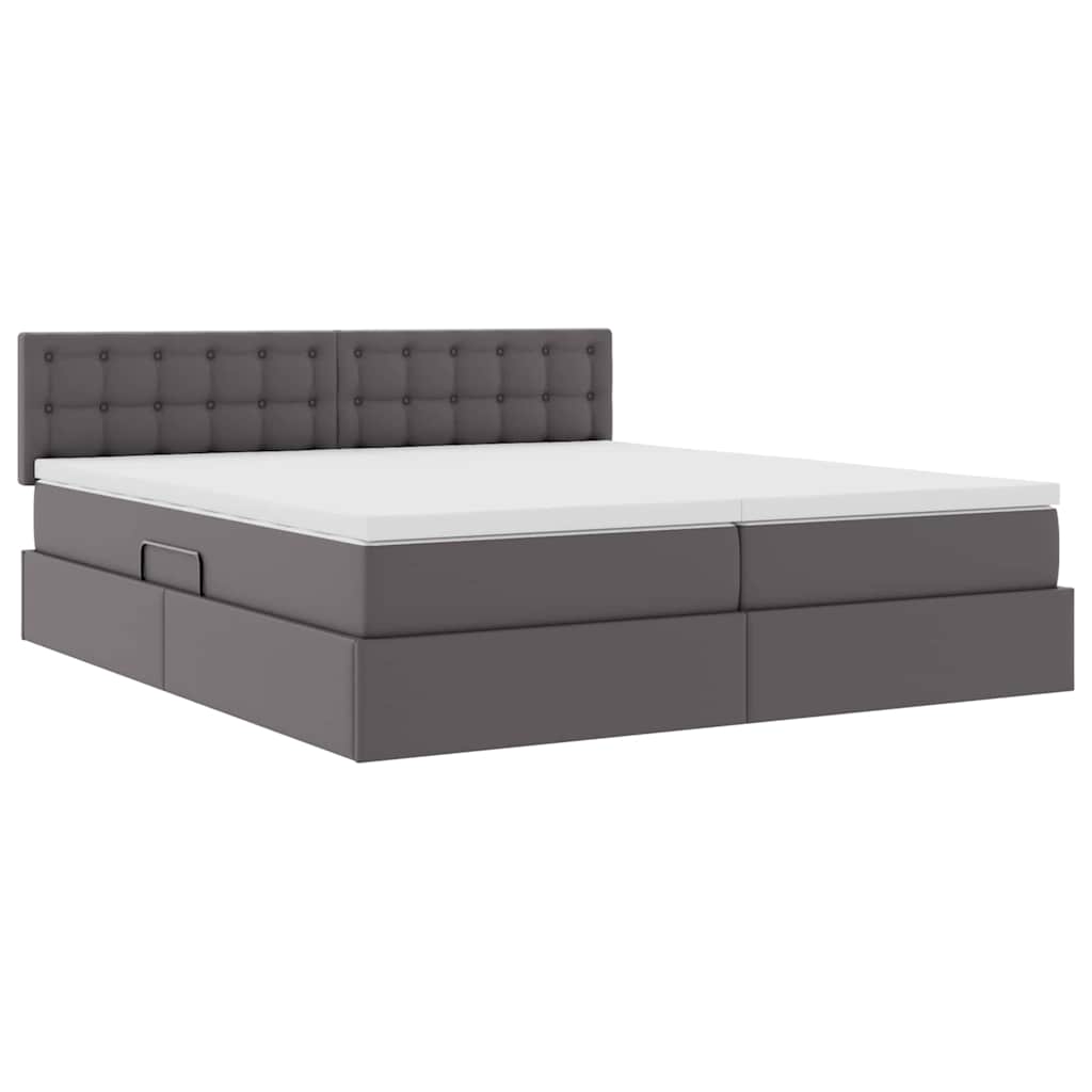 Opslag bed met matras met opslag Grijs 200 x 200 cm Nep Leer is nu te koop bij PeponiXL, paradijselijk wonen!