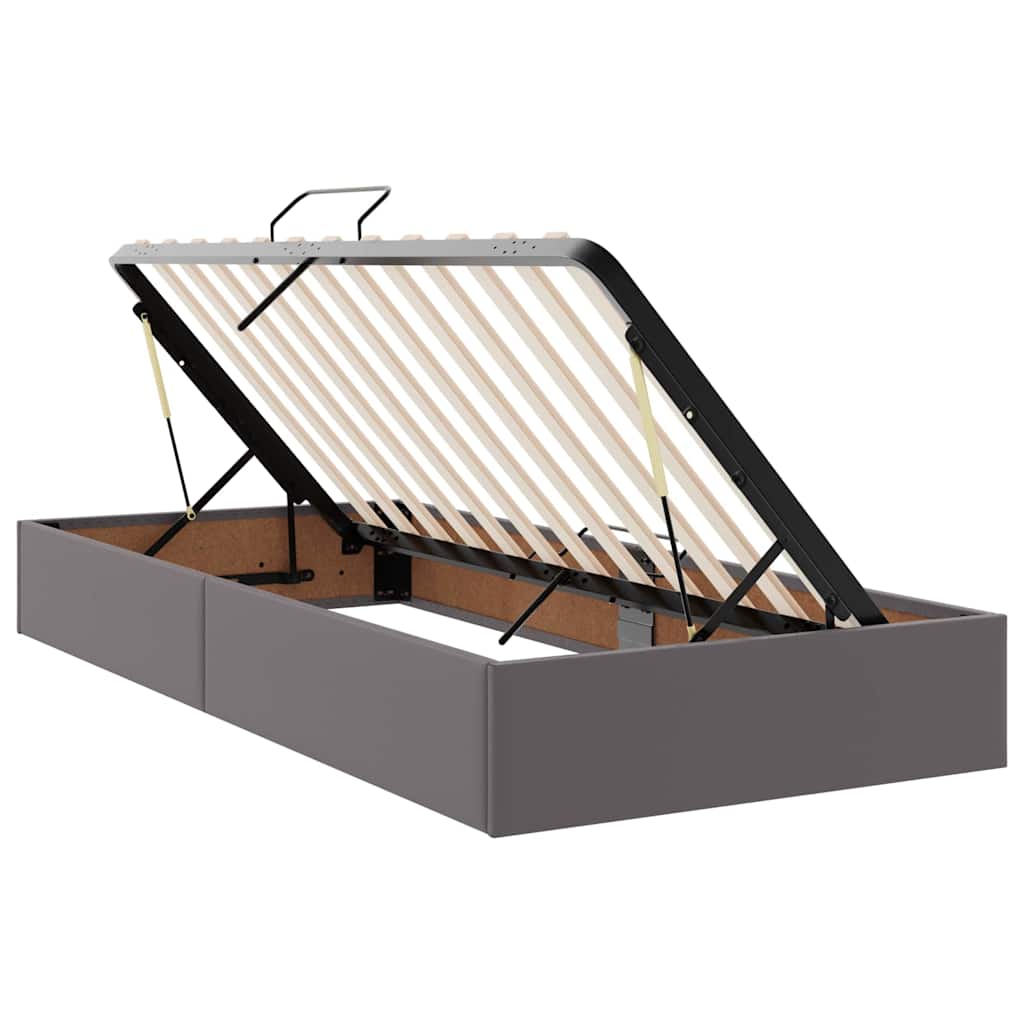 Opslag bed met matras met opslag Grijs 200 x 200 cm Nep Leer is nu te koop bij PeponiXL, paradijselijk wonen!