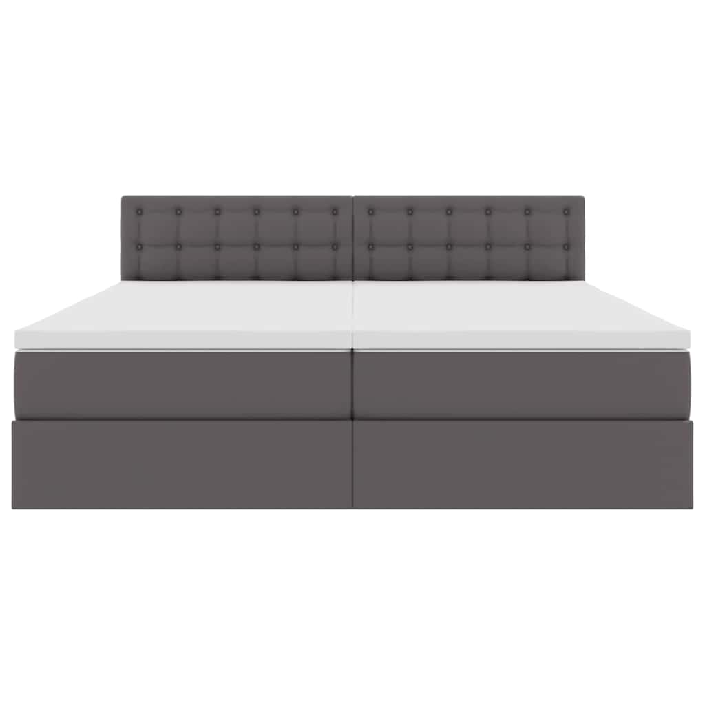 Opslag bed met matras met opslag Grijs 200 x 200 cm Nep Leer is nu te koop bij PeponiXL, paradijselijk wonen!