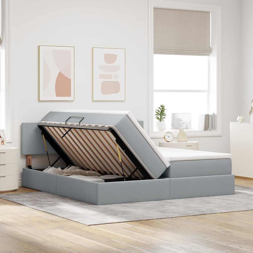 Opslag bed met matras Lichtgrijs 180 x 200 cm Nep Leer is nu te koop bij PeponiXL, paradijselijk wonen!