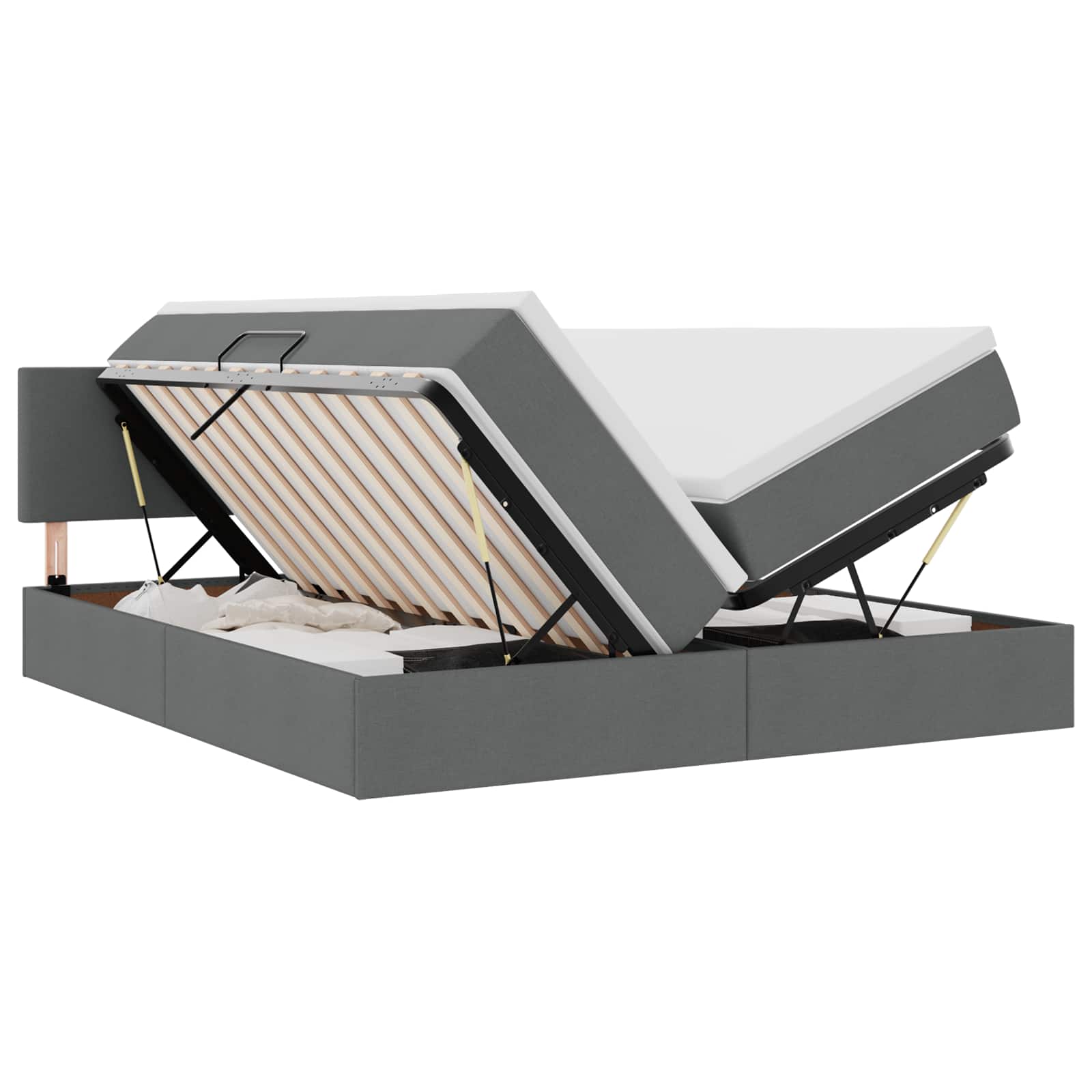 Opslag bed met matras Donkergrijs 180 x 200 cm Nep Leer is nu te koop bij PeponiXL, paradijselijk wonen!