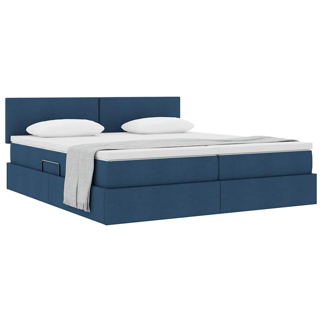 Opslag bed met matras met opslag Blauw 100 x 200 cm Nep Leer is nu te koop bij PeponiXL, paradijselijk wonen!