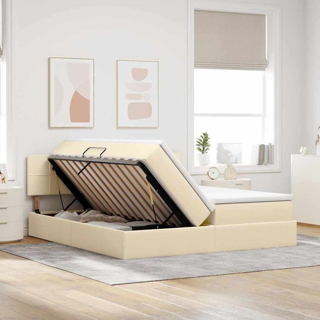 Opslag bed met matras met opslag Crème 180 x 200 cm Nep Leer is nu te koop bij PeponiXL, paradijselijk wonen!
