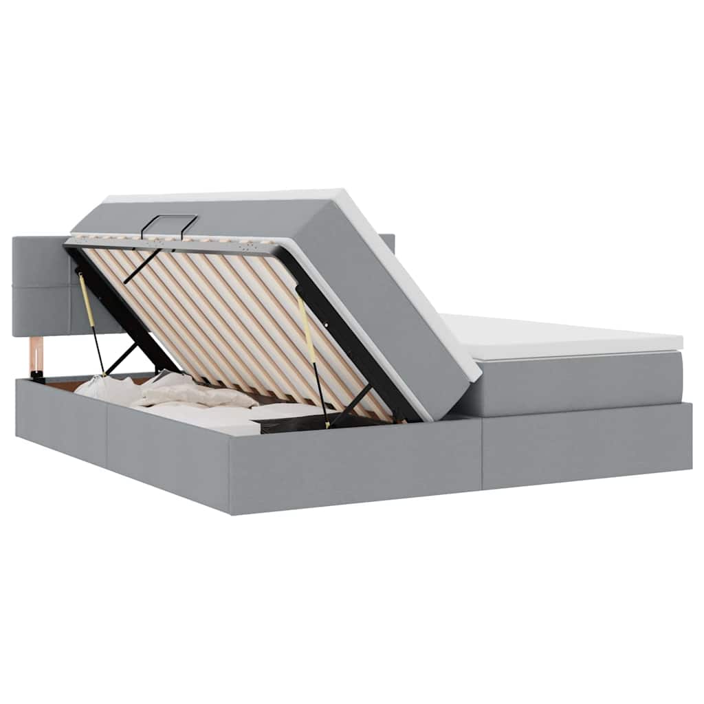 Opslag bed met matras Lichtgrijs 200 x 200 cm Nep Leer is nu te koop bij PeponiXL, paradijselijk wonen!