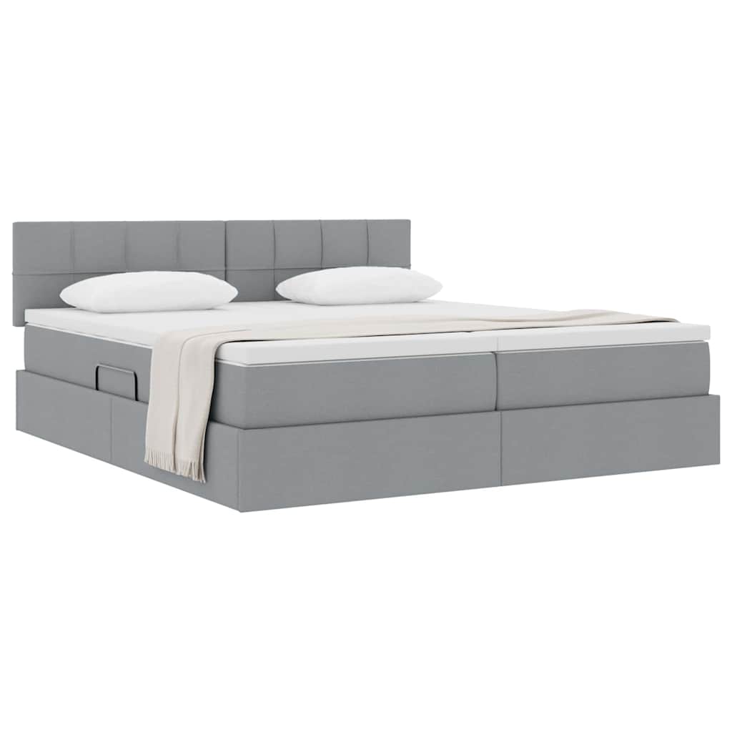 Opslag bed met matras Lichtgrijs 200 x 200 cm Nep Leer is nu te koop bij PeponiXL, paradijselijk wonen!