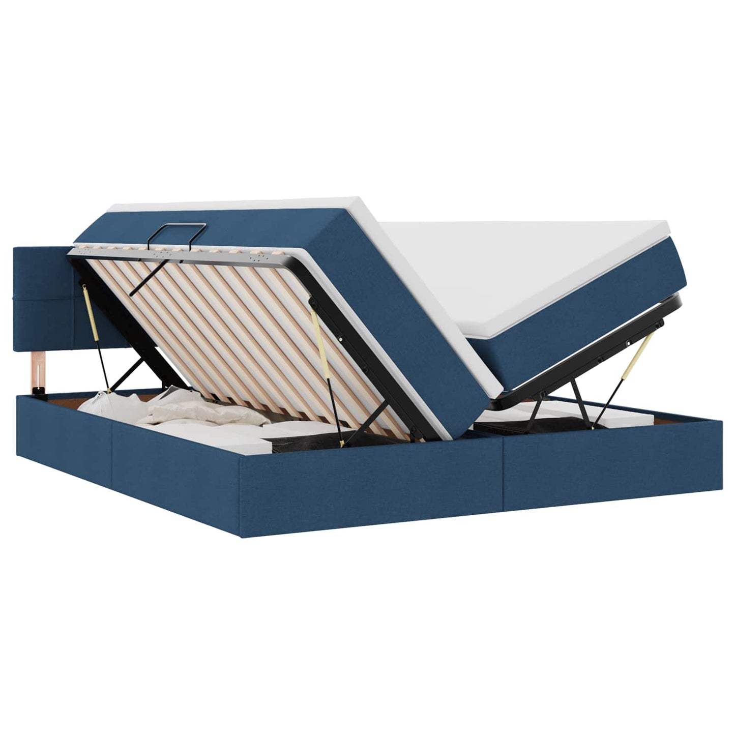 Opslag bed met matras met opslag Blauw 200 x 200 cm Nep Leer is nu te koop bij PeponiXL, paradijselijk wonen!