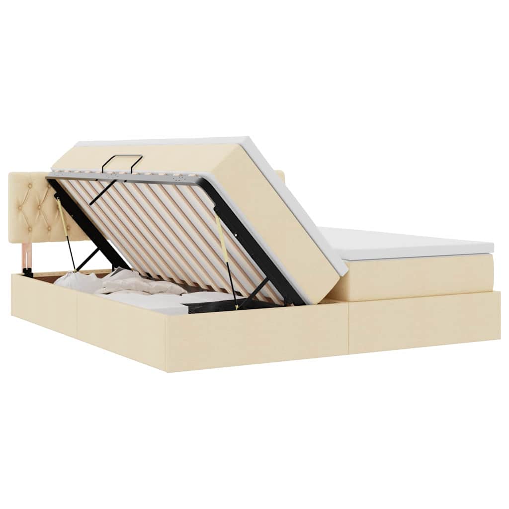Opslag bed met matras met opslag Crème 180 x 200 cm Nep Leer is nu te koop bij PeponiXL, paradijselijk wonen!