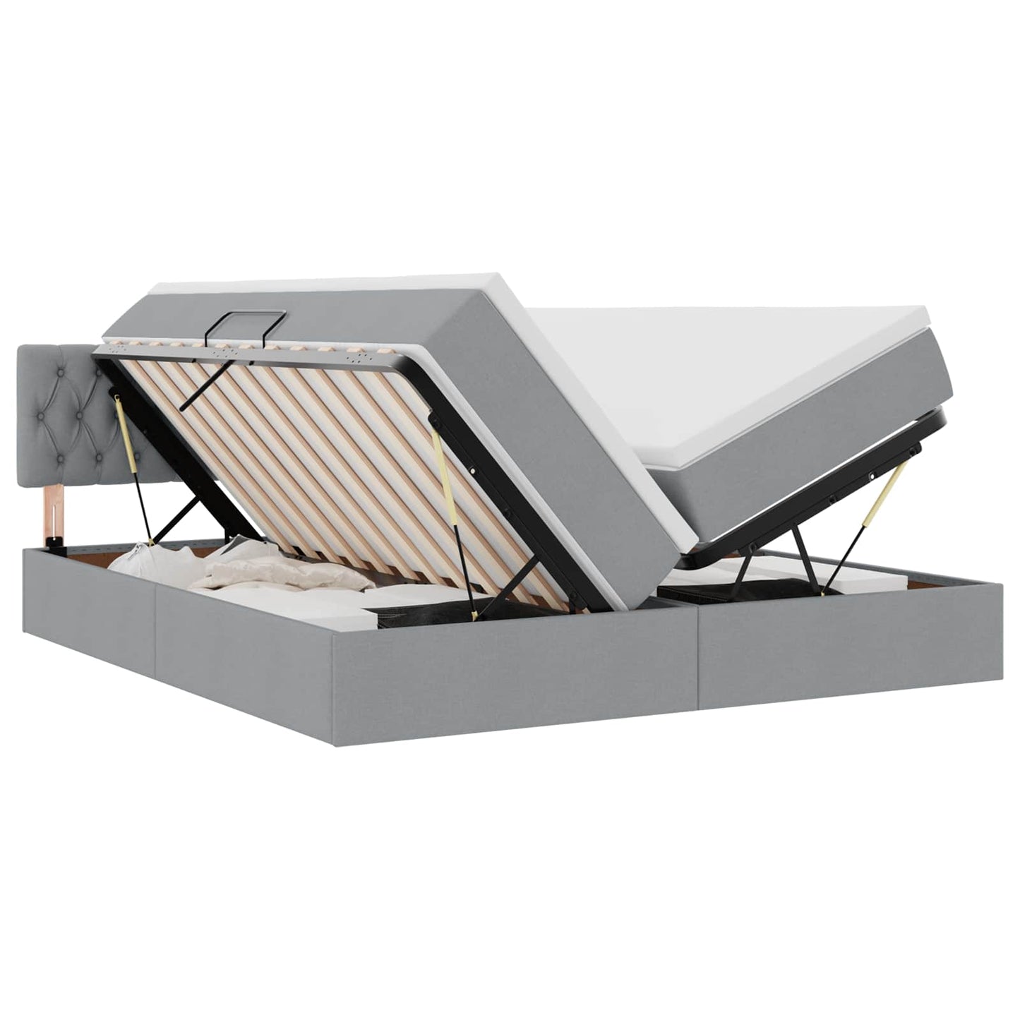Opslag bed met matras Lichtgrijs 200 x 200 cm Nep Leer is nu te koop bij PeponiXL, paradijselijk wonen!