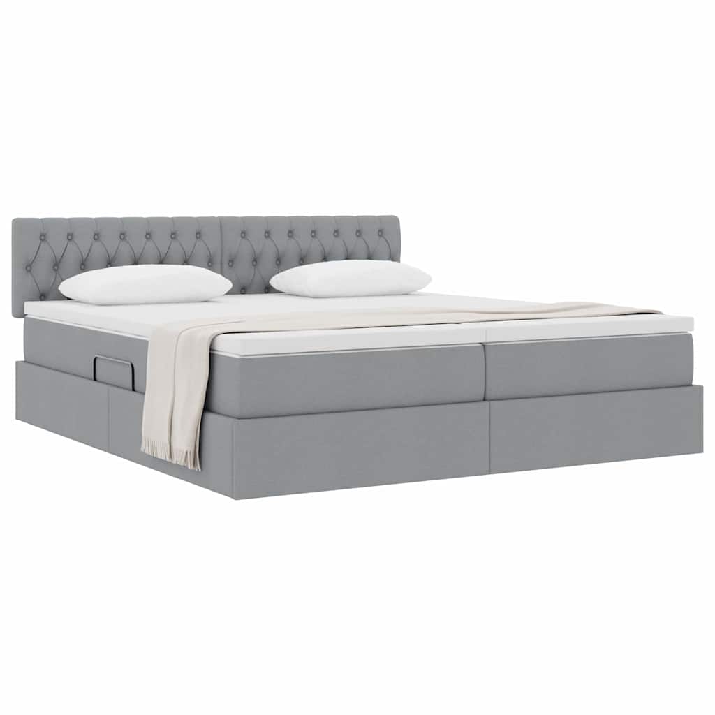 Opslag bed met matras Lichtgrijs 200 x 200 cm Nep Leer is nu te koop bij PeponiXL, paradijselijk wonen!