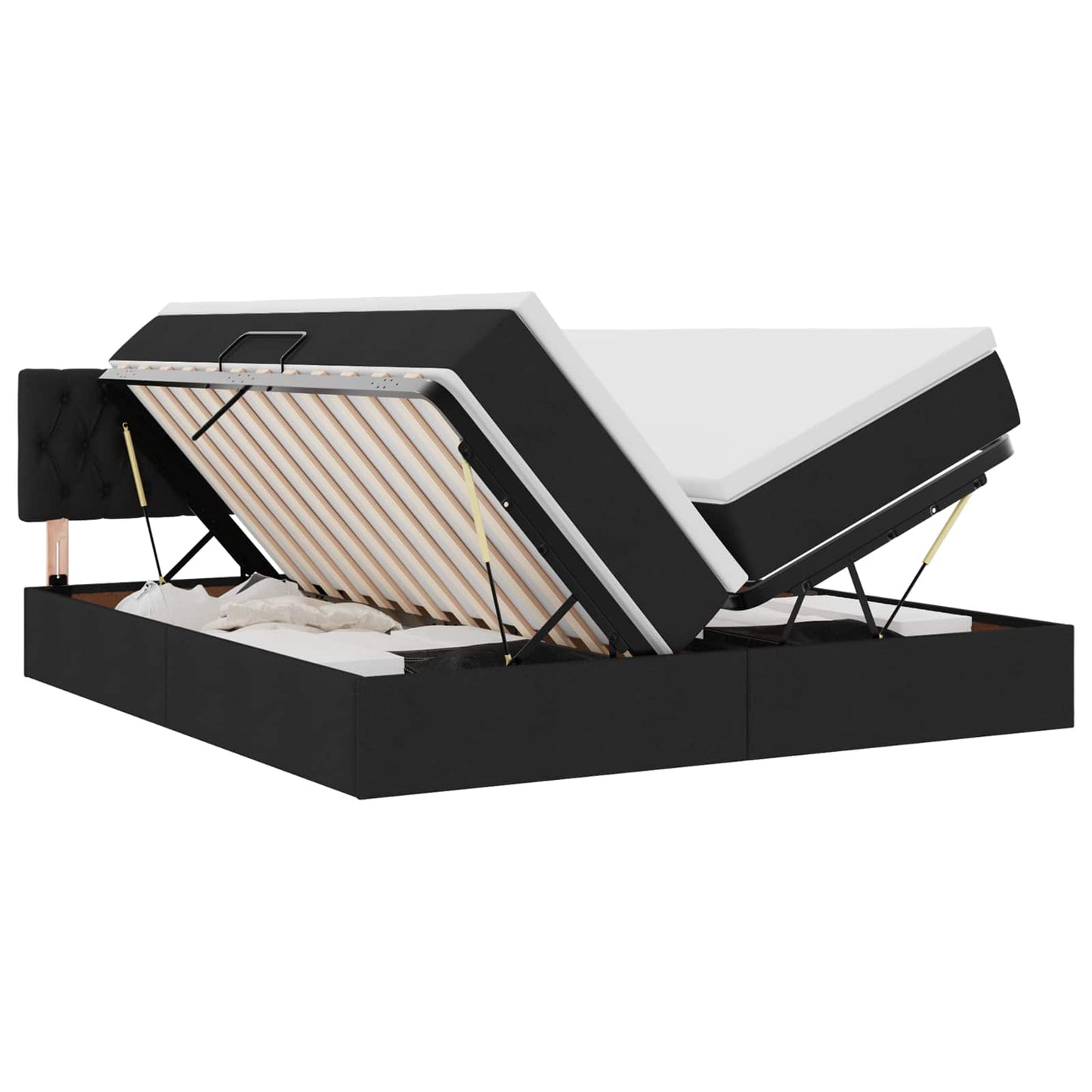 Opslag bed met matras met opslag Zwart 200 x 200 cm Nep Leer is nu te koop bij PeponiXL, paradijselijk wonen!