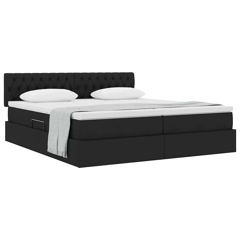Opslag bed met matras met opslag Zwart 200 x 200 cm Nep Leer is nu te koop bij PeponiXL, paradijselijk wonen!