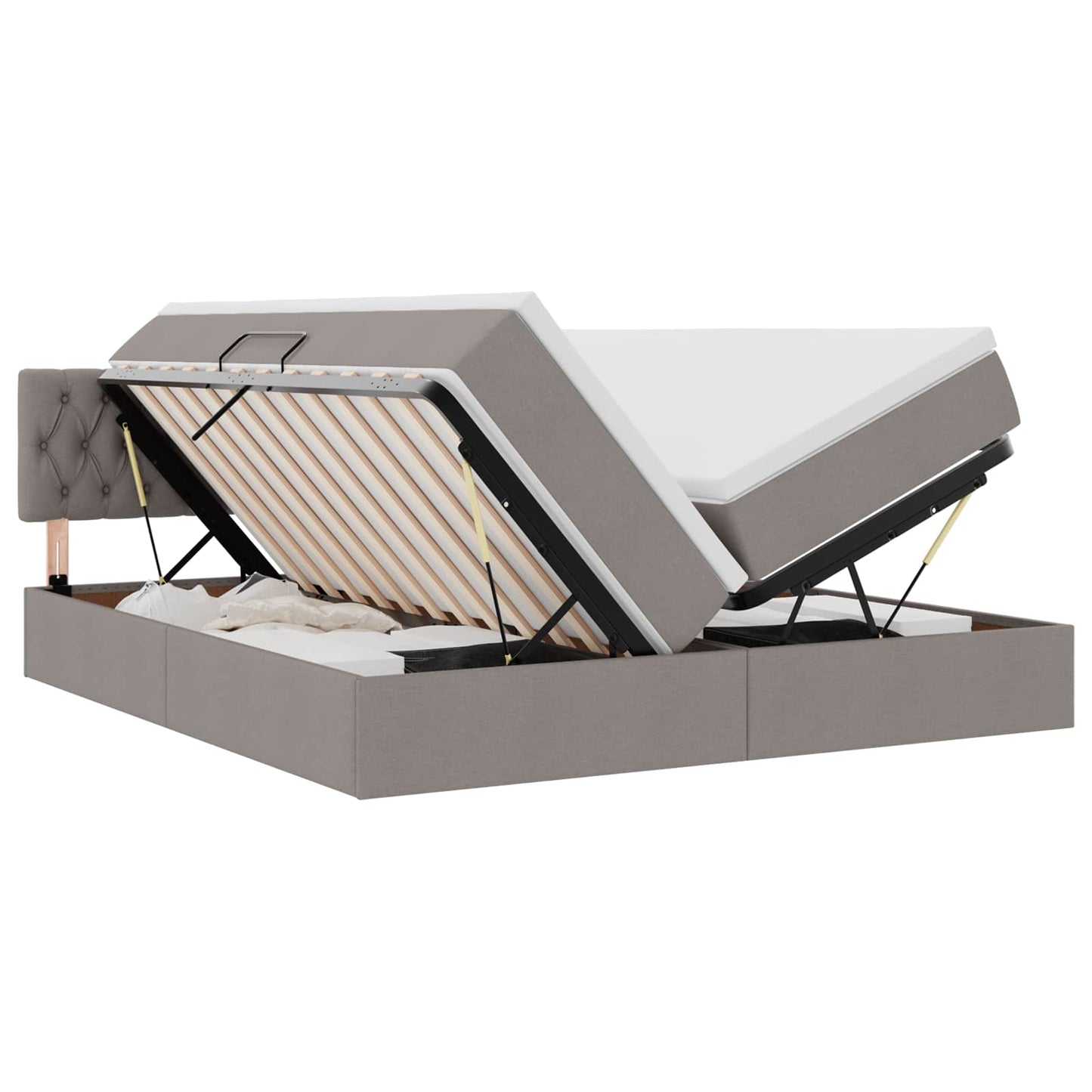 Opslag bed met matras met opslag Taupe 200 x 200 cm Nep Leer is nu te koop bij PeponiXL, paradijselijk wonen!