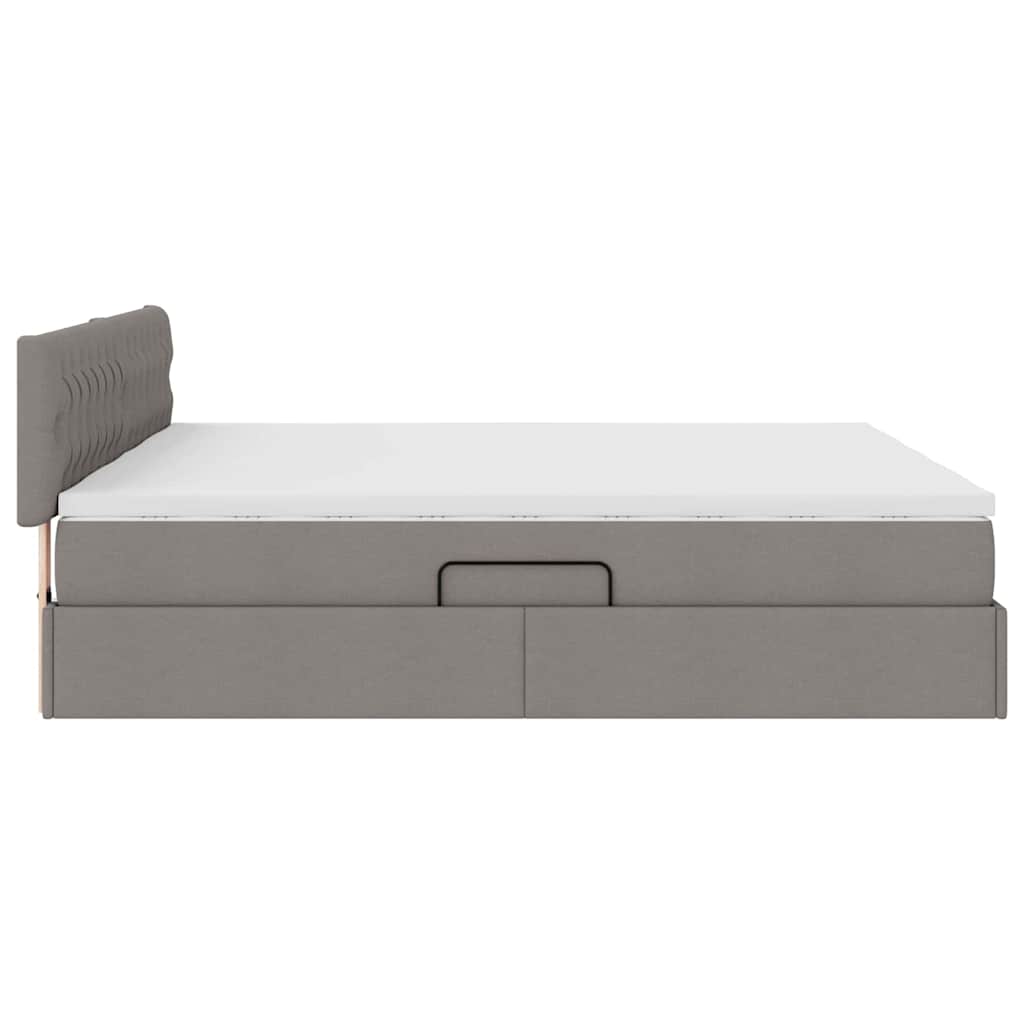 Opslag bed met matras met opslag Taupe 200 x 200 cm Nep Leer is nu te koop bij PeponiXL, paradijselijk wonen!
