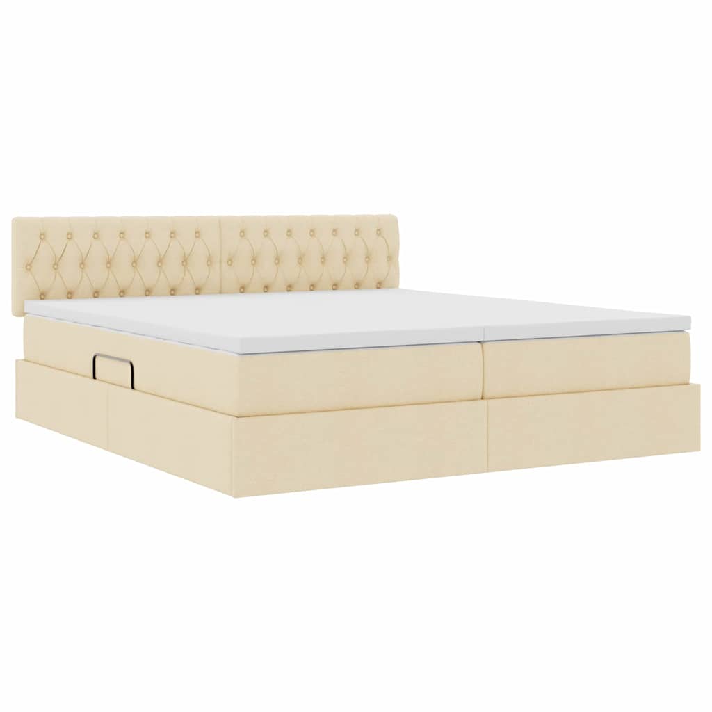 Opslag bed met matras met opslag Crème 200 x 200 cm Nep Leer is nu te koop bij PeponiXL, paradijselijk wonen!