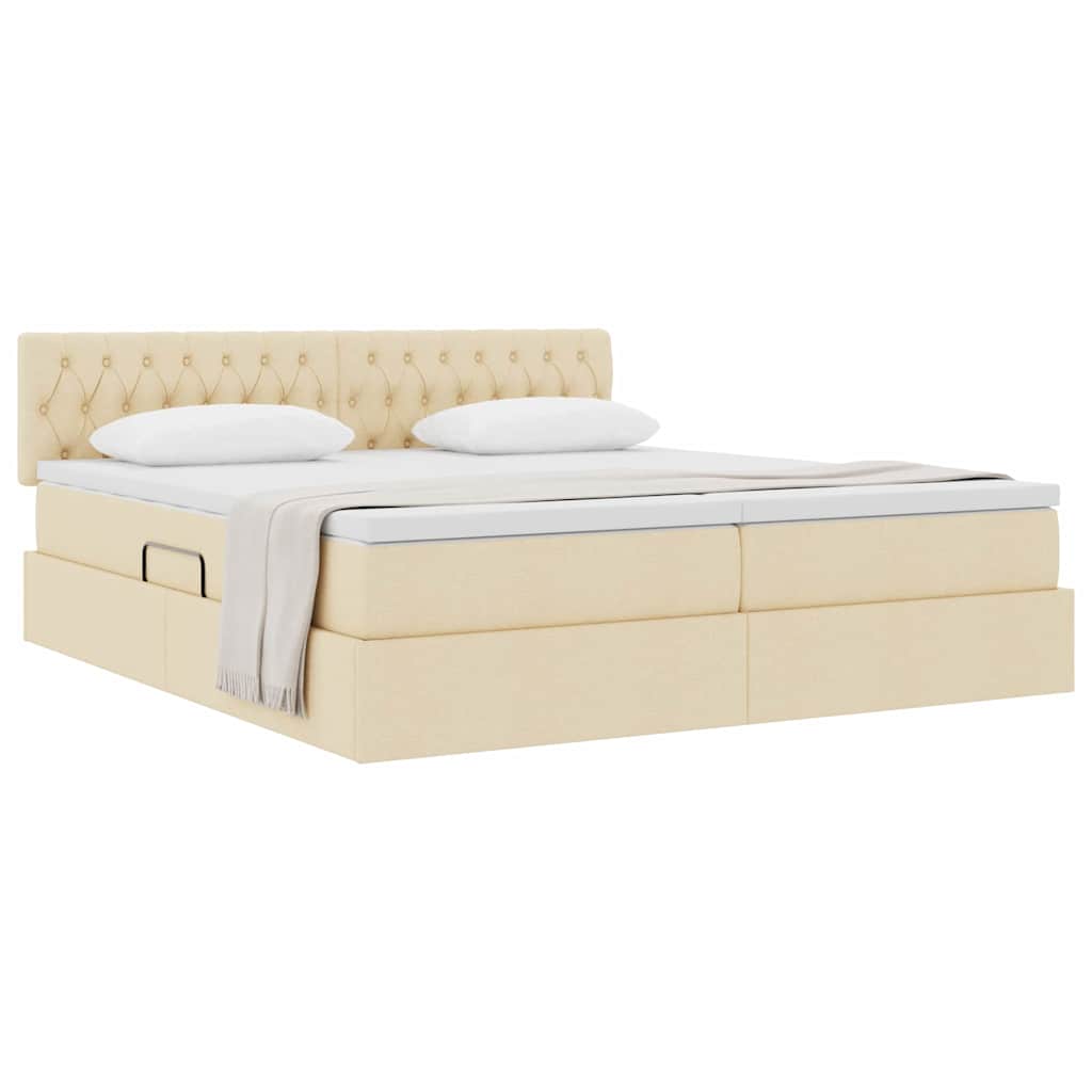 Opslag bed met matras met opslag Crème 200 x 200 cm Nep Leer is nu te koop bij PeponiXL, paradijselijk wonen!