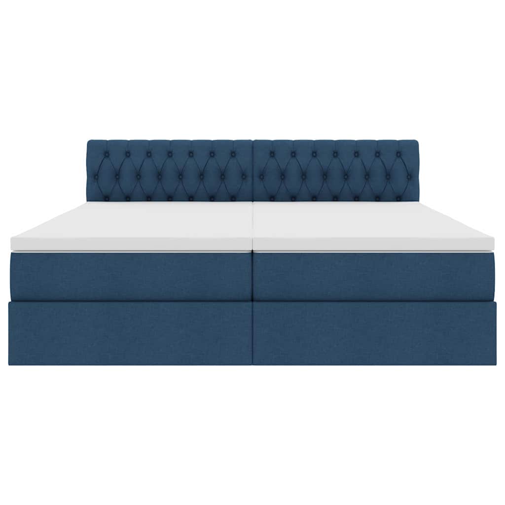 Opslag bed met matras met opslag Blauw 200 x 200 cm Nep Leer is nu te koop bij PeponiXL, paradijselijk wonen!
