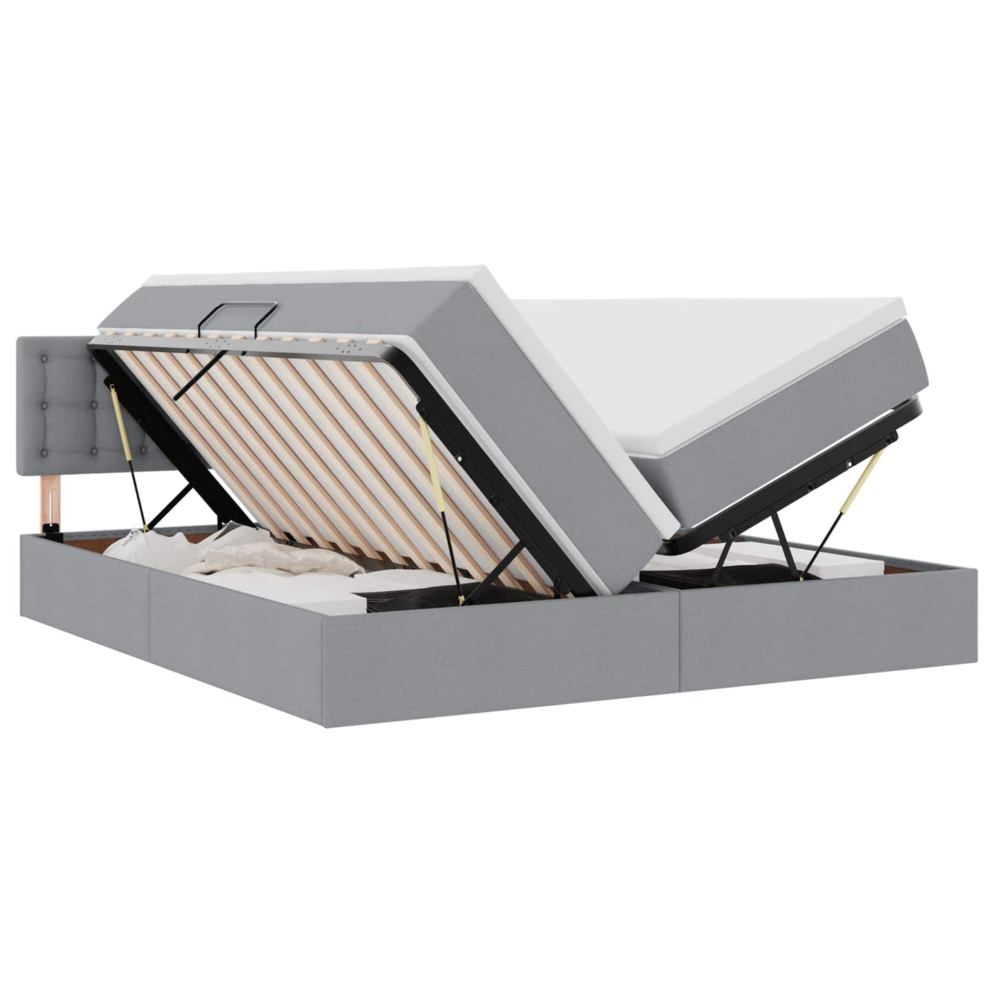 Opslag bed met matras Lichtgrijs 200 x 200 cm Nep Leer is nu te koop bij PeponiXL, paradijselijk wonen!