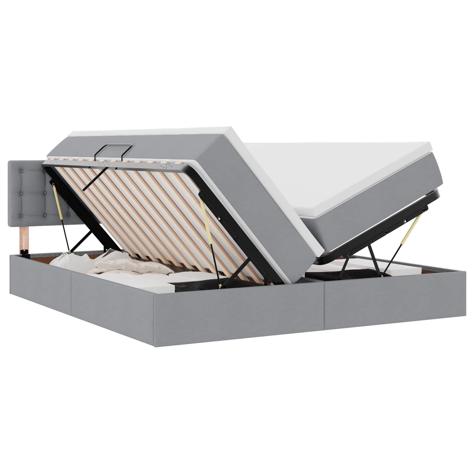 Opslag bed met matras Lichtgrijs 200 x 200 cm Nep Leer is nu te koop bij PeponiXL, paradijselijk wonen!