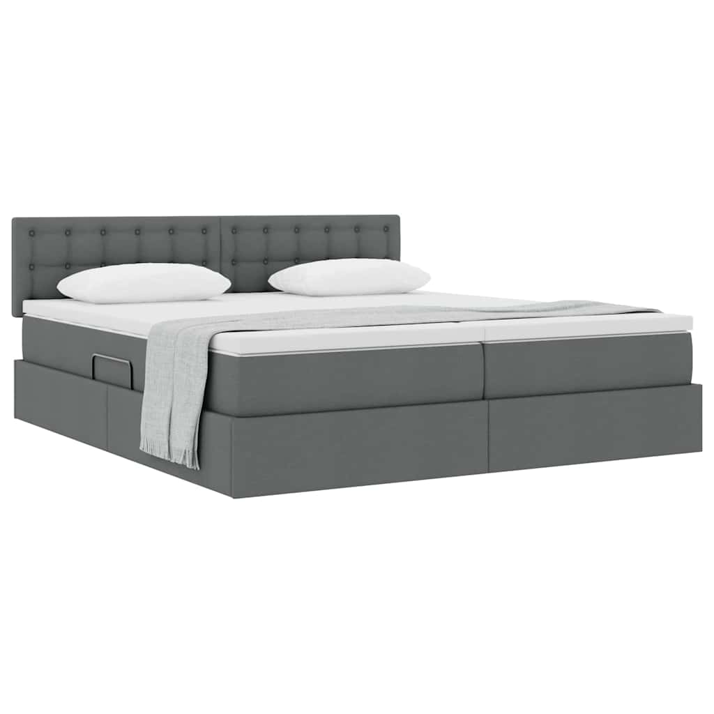 Opslag bed met matras Donkergrijs 200 x 200 cm Nep Leer is nu te koop bij PeponiXL, paradijselijk wonen!