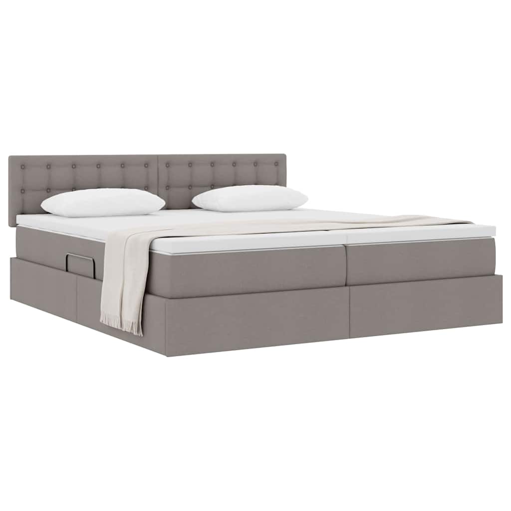 Opslag bed met matras met opslag Taupe 200 x 200 cm Nep Leer is nu te koop bij PeponiXL, paradijselijk wonen!