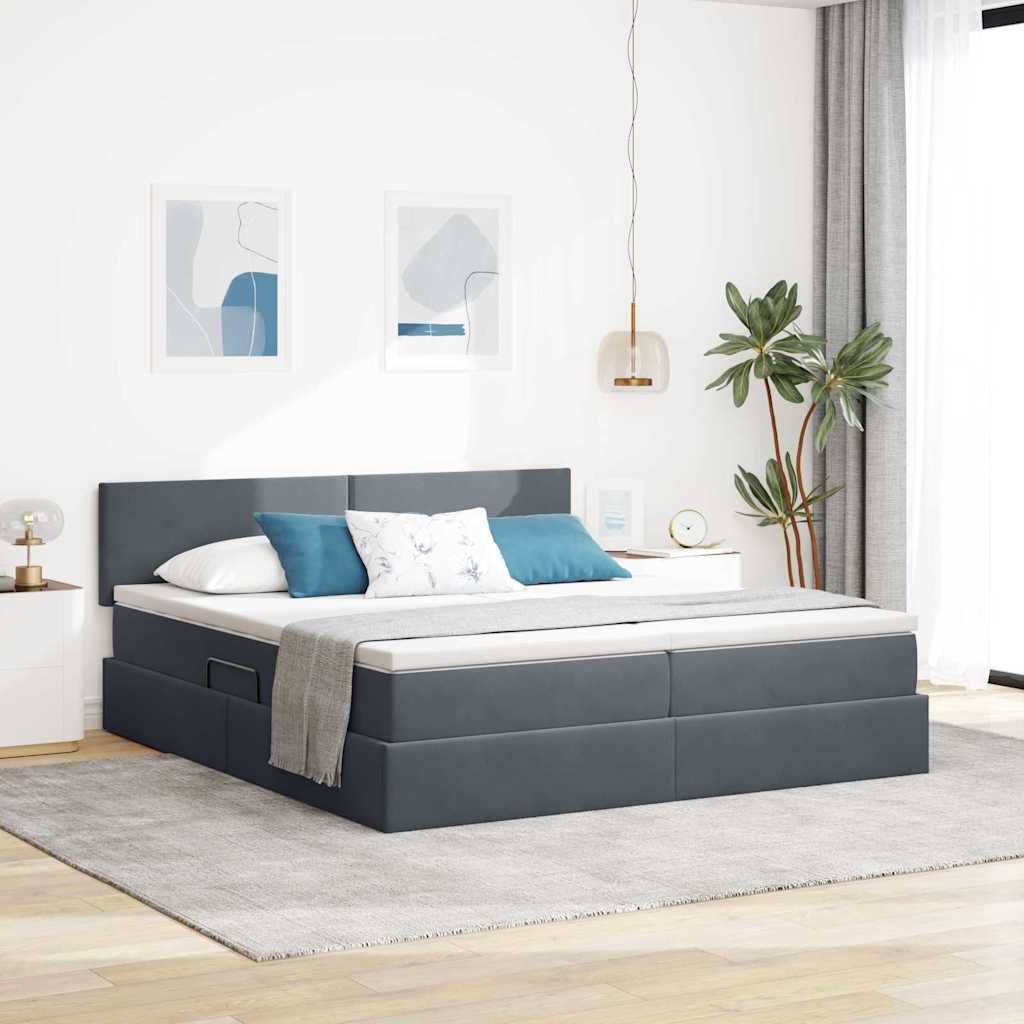 Opslag bed met hoofdeinde met opslag Donkergrijs 90 x 200 cm is nu te koop bij PeponiXL, paradijselijk wonen!