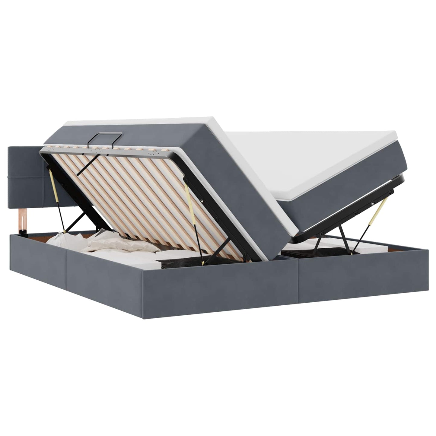 Opslag bed met matras met hoofdeinde Donkergrijs 90 x 200 cm is nu te koop bij PeponiXL, paradijselijk wonen!